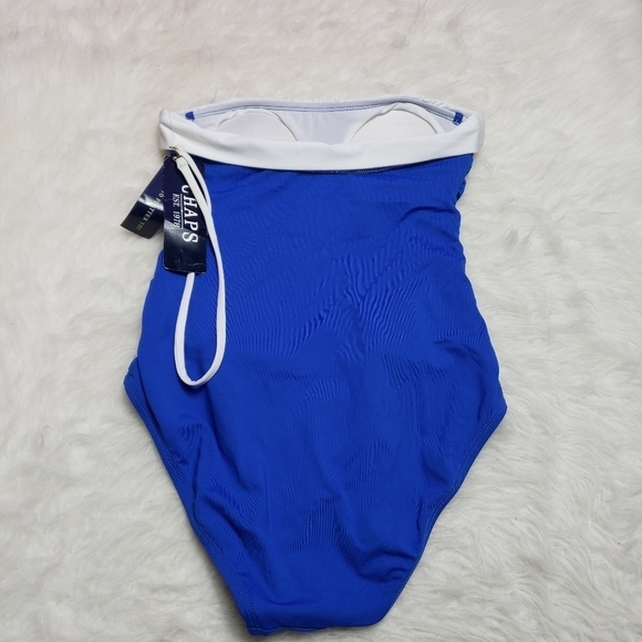 New chaps blue, halter slimming fit one piece bathing suit womens size 6 - Picture 5 of 7